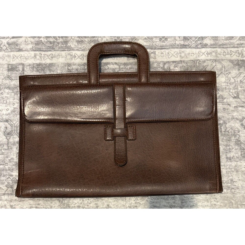 Vtg faux Leather Legal Portfolio Briefcase Document Messenger Bag attaché case